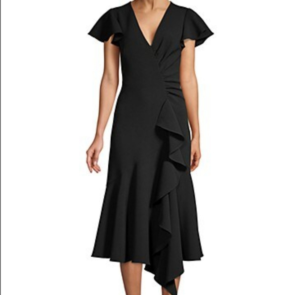 EUC Shoshanna Midnight Adrina Flare Ruffle Dress sz. 12